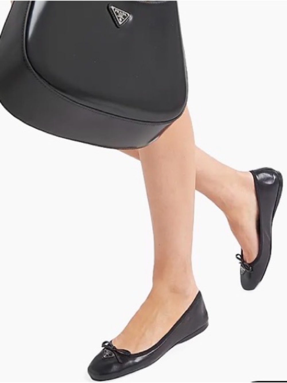 Authentic Prada Nappa Leather Black Ballet Flats Size 37.5